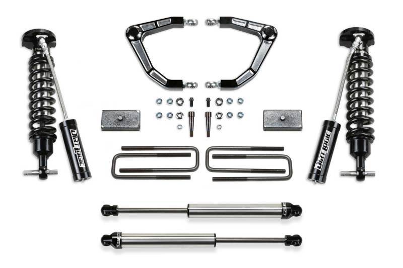 Fabtech 2019 GM C/K1500 3in Alum. UCA System w/Bearing Rod Ends w/DL 2.5 Resi Coils & DL 2.25 Shocks K1147DL Main Image