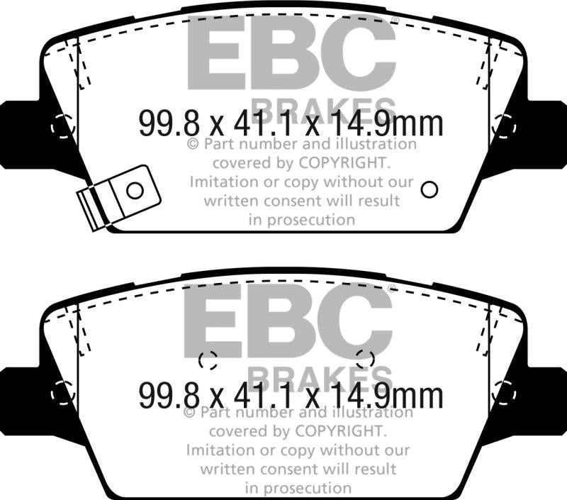 EBC 2017+ Kia Cadenza 3.3L Redstuff Rear Brake Pads DP33086C Main Image