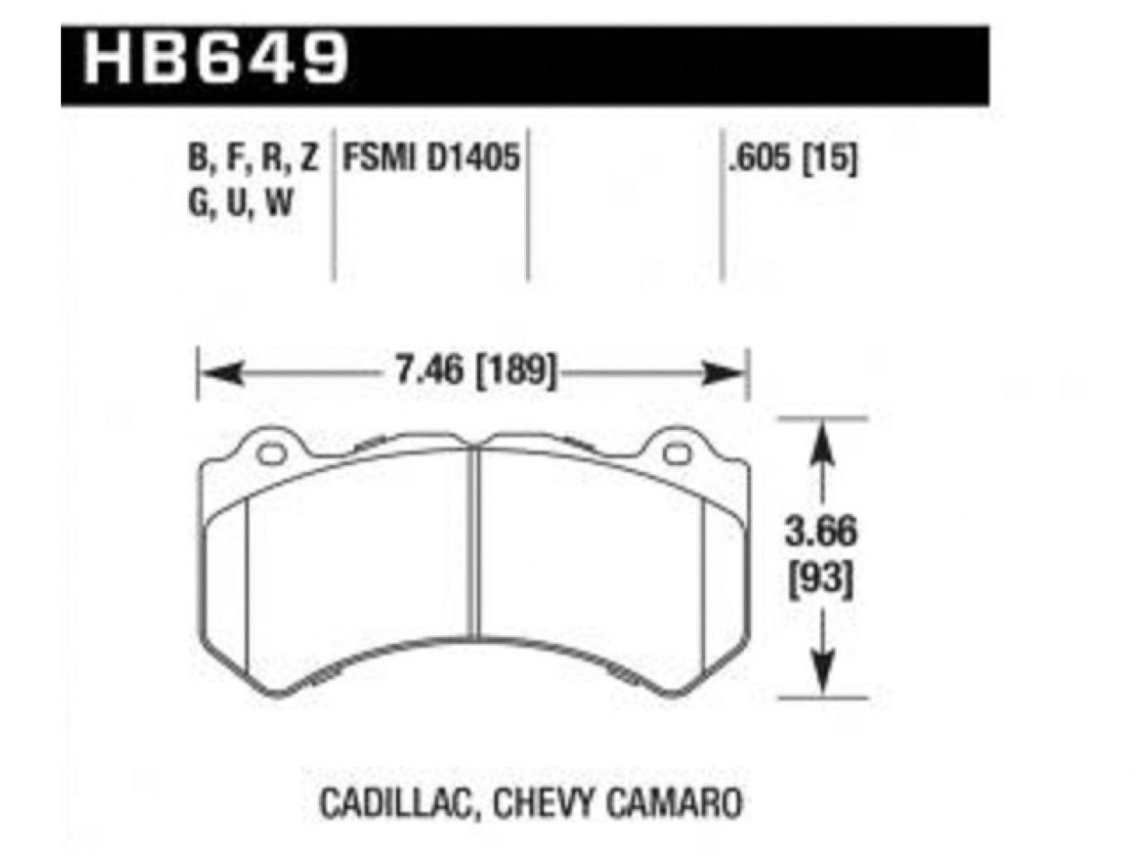 Hawk Brake Pads HB649R.605 Item Image