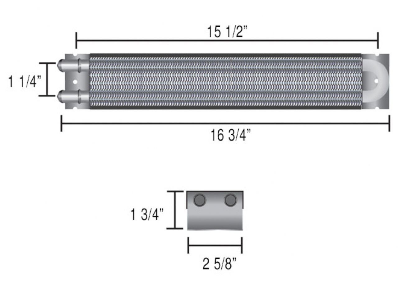 Derale Copper/Aluminum Frame Rail Transmission Cooler, 2 Pass 17" Series 7000