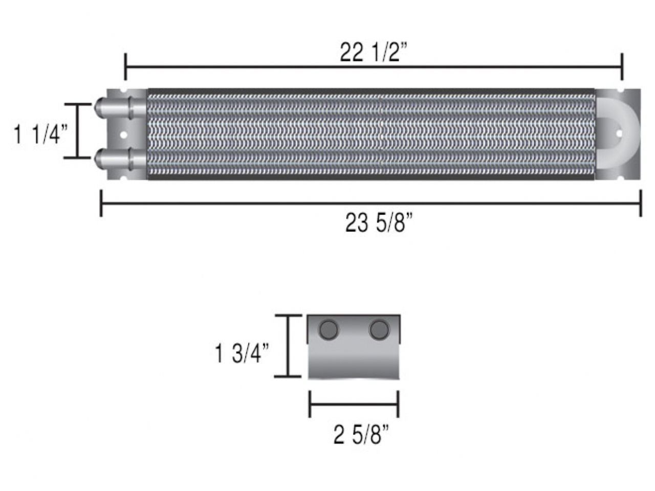 Derale Frame Rail Transmission Cooler, 2 Pass 24" Series 7000, 11/32" barb