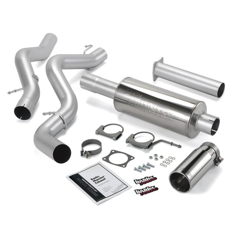 Banks Power 02-05 Chevy 6.6L EC/CCSB Monster Exhaust System - SS Single Exhaust w/ Chrome Tip 48633 Main Image