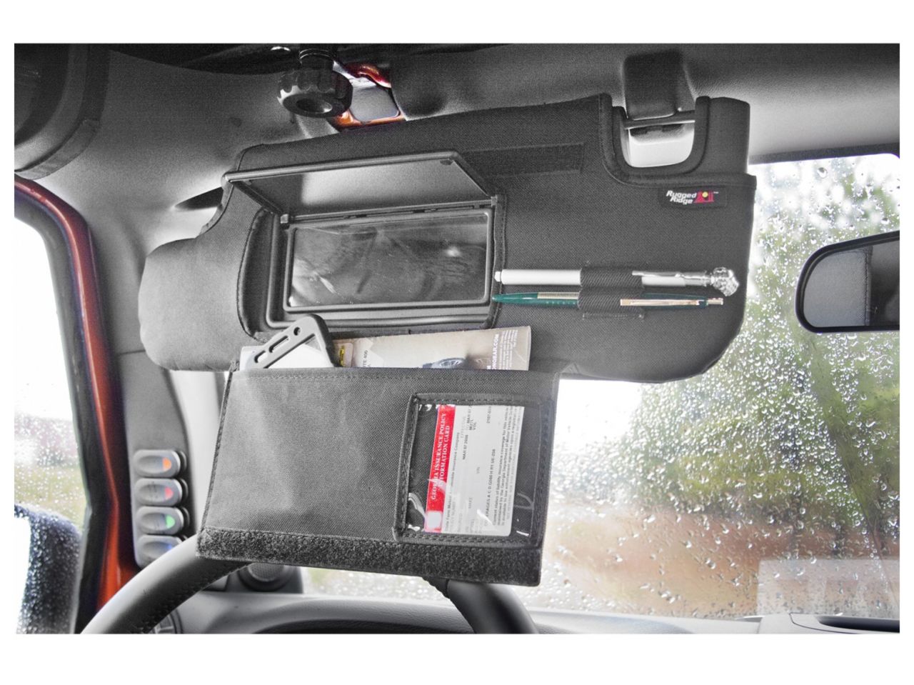 Rugged Ridge Sun Visor Organizer Kit, Black; 10-18 Jeep Wrangler JK