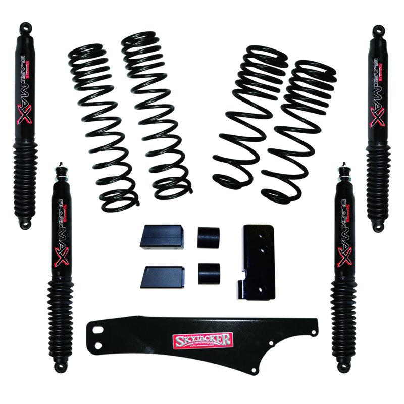 Skyjacker 2007-2018 Jeep Wrangler JK 4 Door 4WD Long Travel 2in-2.5in Lift Kit w/Black Max Shocks JK25BPBLT Main Image