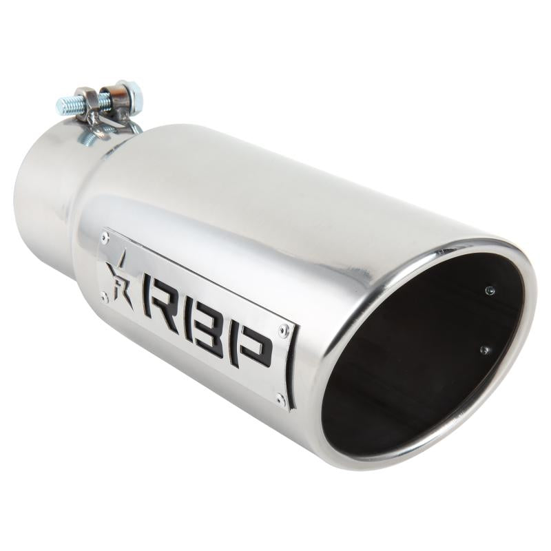 RBP RX-1 Polished Dual-Badged Exhaust Tip Inlet 4in. / Outlet 5in. / Length 18in. - Stainless Steel RBP-45003 Main Image