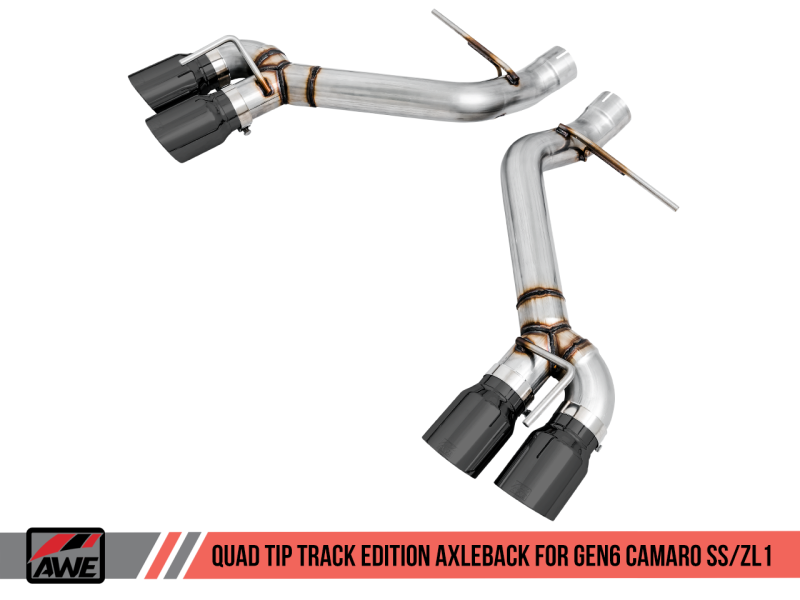 AWE Tuning 16-19 Chevrolet Camaro SS Axle-back Exhaust - Track Edition (Quad Diamond Black Tips) 3020-43075 Main Image