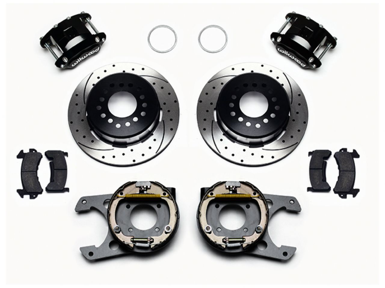 Wilwood D154 P/S Park Brake Kit, Drilled 12 Bolt, 2.75" Offset,Staggered Shock