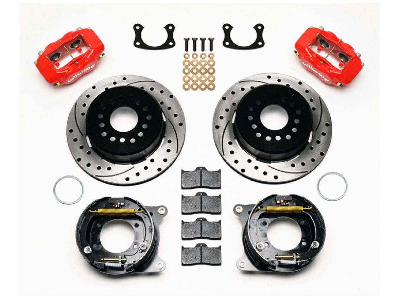 Wilwood FDL P/S Park Brake Kit, Drill, Red New Big Ford 2.50" Offset