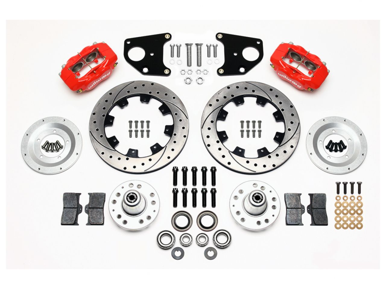 Wilwood FDL Front Kit, 12.19", Drilled, Red, 62-72 CDP B & E Body-Drum