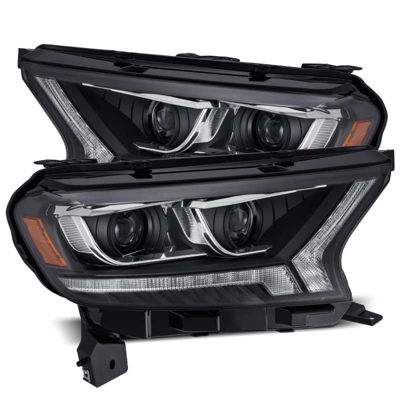 AlphaRex 19-21 Ford Ranger LUXX LED Proj Headlights Plank Style Black w/Seq Signal/DRL 880122