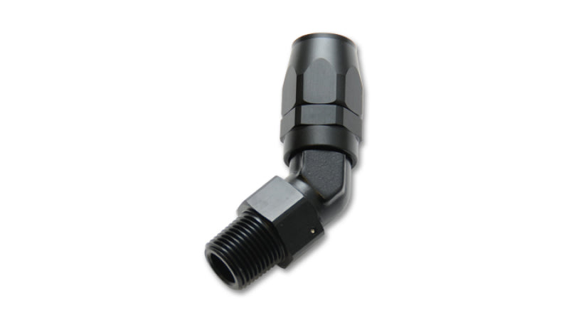 Vibrant -12AN Male NPT 45Degree Hose End Fitting; Pipe Thread: 3/4 NPT