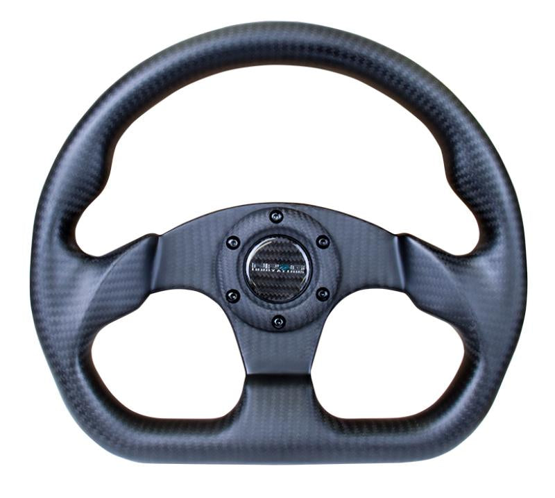 NRG Carbon Fiber Steering Wheel (320mm) Flat Bottom Matte Black Carbon ST-009CF/MB Main Image