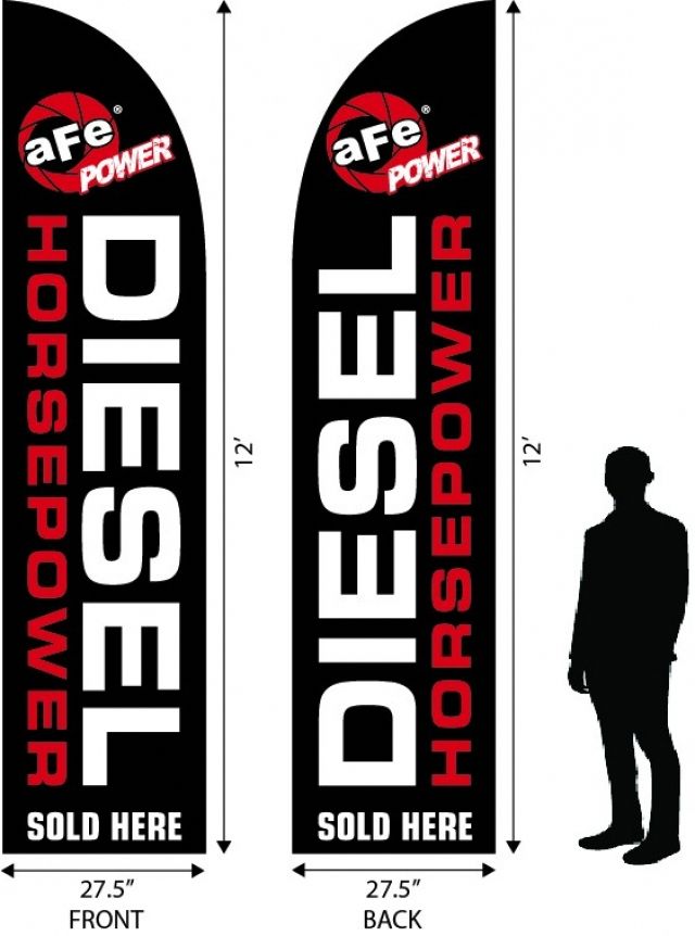 aFe Diesel Horsepower Flag, Black (Double Sided): 12' Ft. Tall x 27.5" Wid