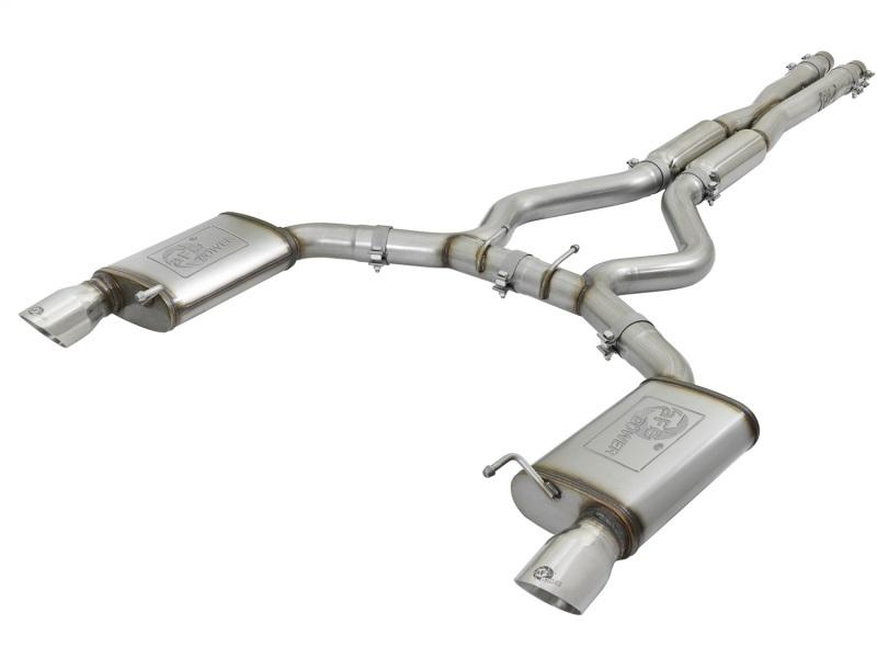 aFe MACHForce XP 3in Sport Tone Cat-Back Exhausts w/ Polished Tips 15-17 Ford Mustang V6/V8 49-33087-P Main Image