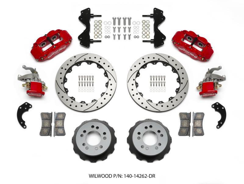 Wilwood Narrow Superlite 4R / MC4 Rear Kit 12.88 Drilled Red Currie Pro-Tour Unit Bearing Floater 140-14262-DR Main Image