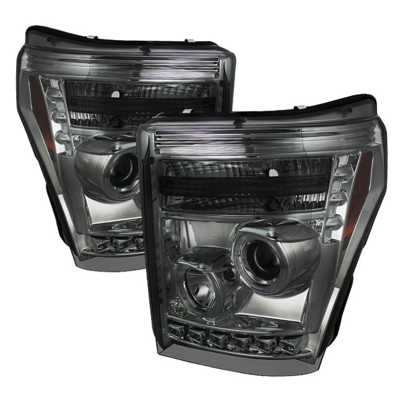 Spyder Ford Super Duty 11-15 Projector Headlights LED Halo DRL Smke Low 9006 PRO-YD-FS11-HL-SM 5070289 Main Image