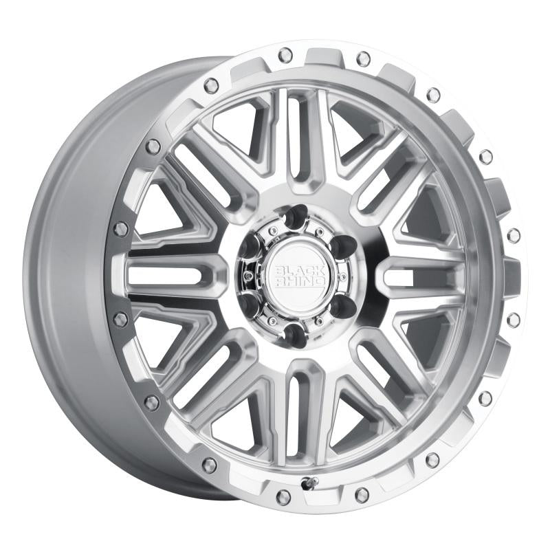 Black Rhino Alamo 18x9.0 6x139.7 ET12 CB 112.1 Silver w/Mirror Face & Stainless Bolts Wheel 1890ALA126140S12 Main Image