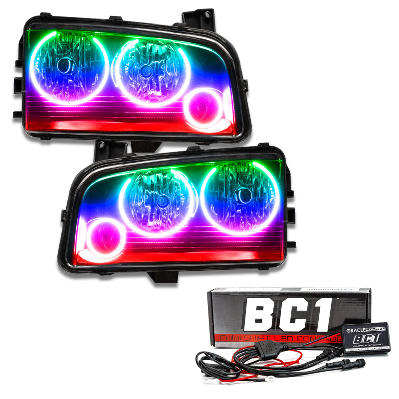 ORACLE Lighting Oracle 05-10 Dodge Charger SMD HL (Non-HID) - Triple Halo - ColorSHIFT w/ BC1 Controller 8197-335