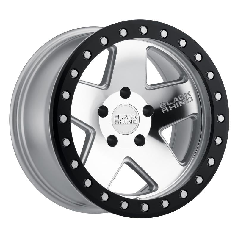 Black Rhino Crawler Beadlock 17x8.5 5x127 ET-32 CB 71.6 Silver w/Mirror Face & Black Lip Wheel 1785CRL-25127S71 Main Image