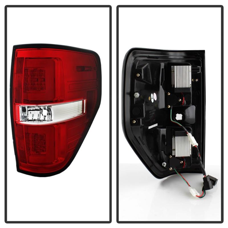 Spyder 09-14 Ford F150 V2 Light Bar LED Tail Lights - Red Clear (ALT-YD-FF15009V2-LBLED-RC) 5084224 Main Image