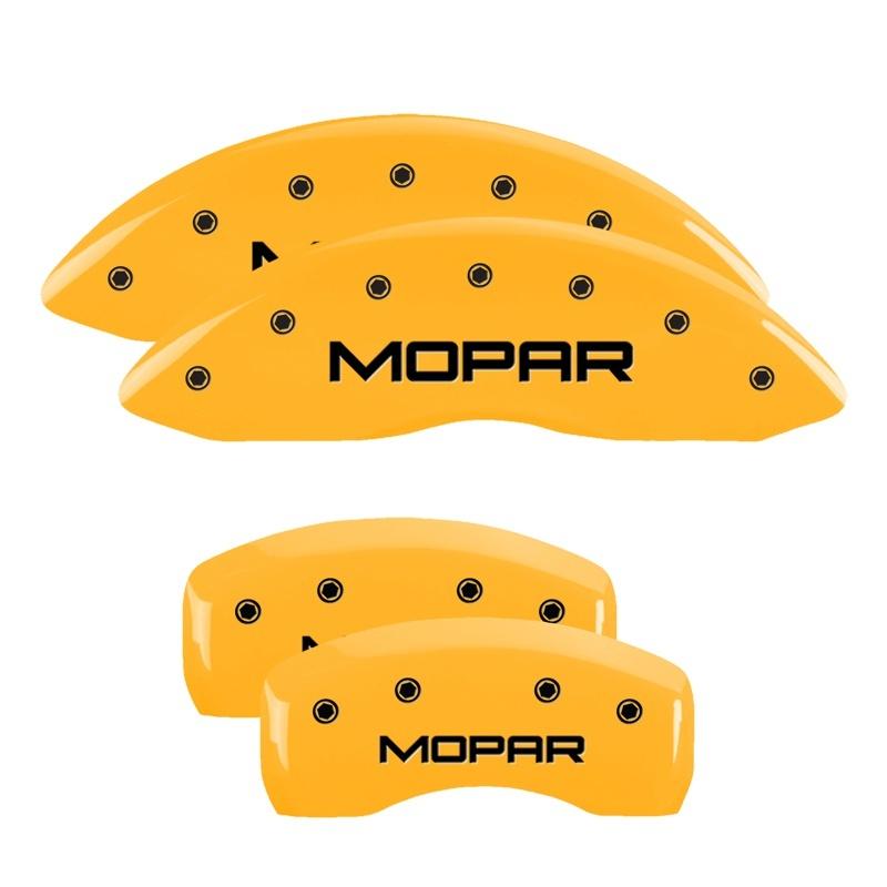 MGP 4 Caliper Covers Engraved Front & Rear MOPAR Yellow finish black ch 12192SMOPYL Main Image