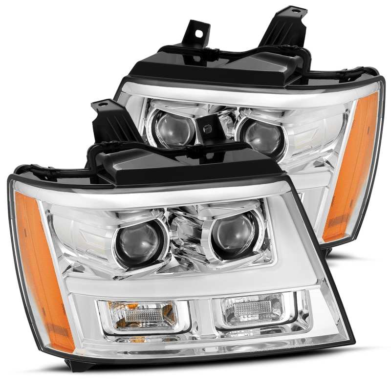 AlphaRex 07-14 Chevy Tahoe PRO-Series Projector Headlights Plank Style Chrome w/Activation Light 880283 Main Image