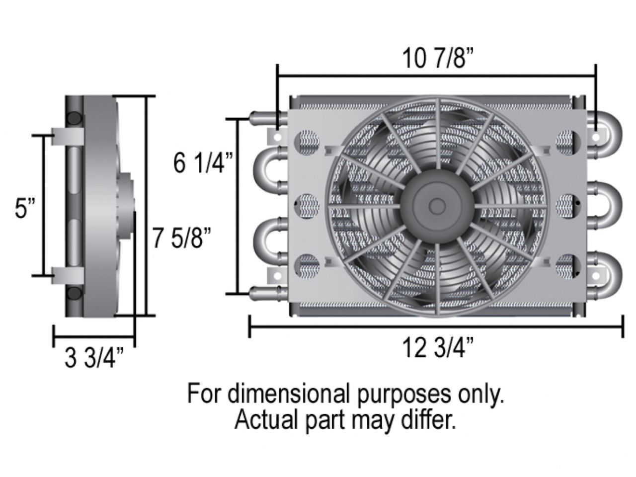 Derale 6 Pass Econo-Cool Remote Cooler, 1/2" Barb Inlets