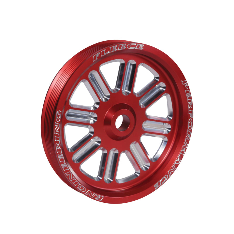 Fleece Performance Dodge Cummins Dual Pump Spoke Pulley (For Use w/ FPE Dual Pump Bracket) Red FPE-34211-RED-SPK