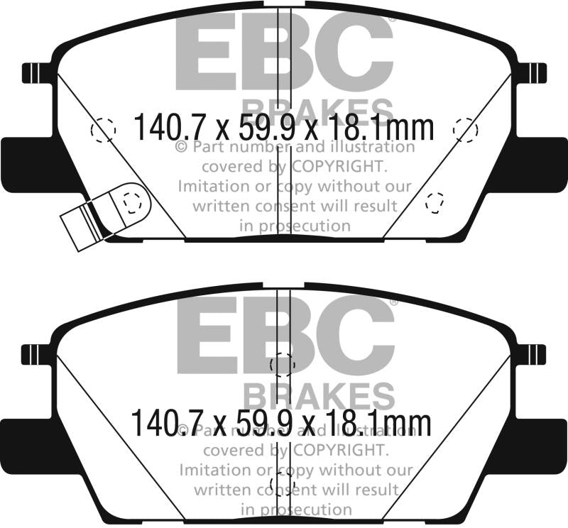 EBC 2016+ Chevrolet Malibu 1.5L Turbo (Elec PB) Redstuff Front Brake Pads DP33068C Main Image