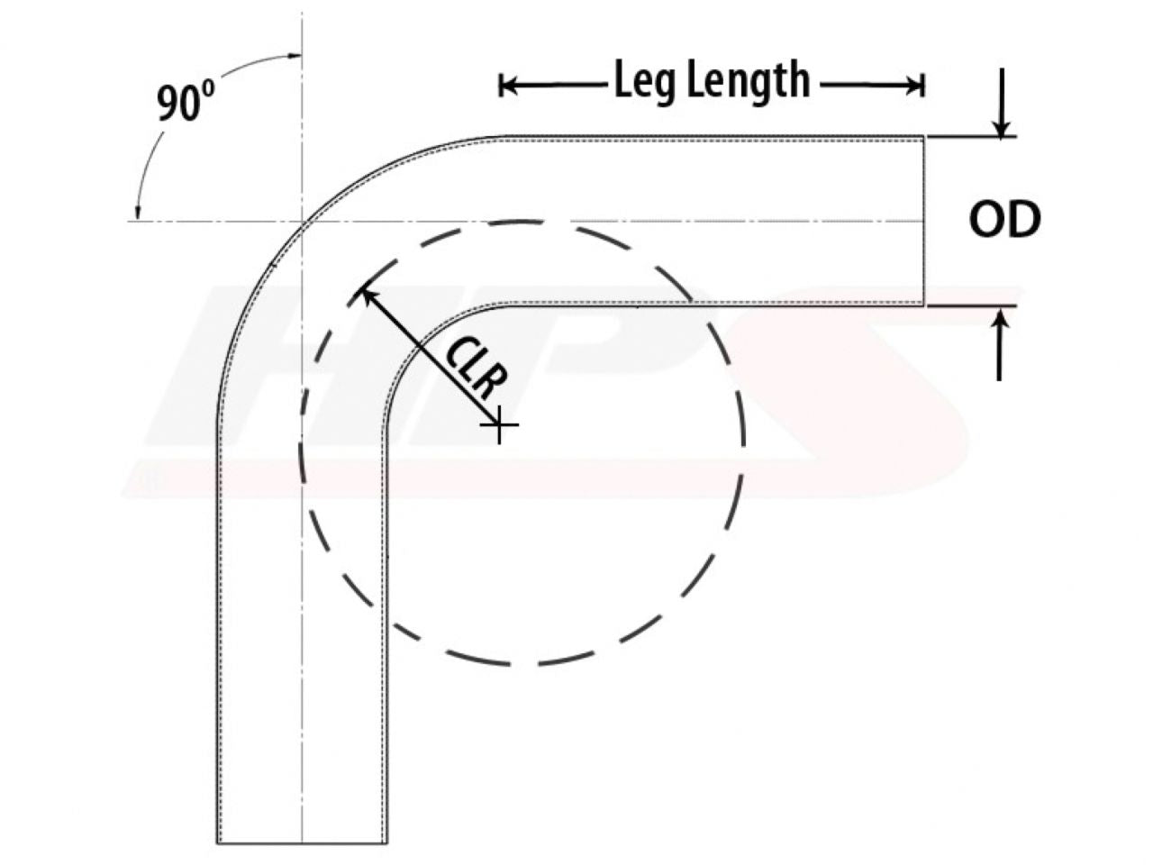 HPS 1" OD 90 Degree Bend 6061 Aluminum Elbow Pipe 16 Gauge W/ 3" CLR