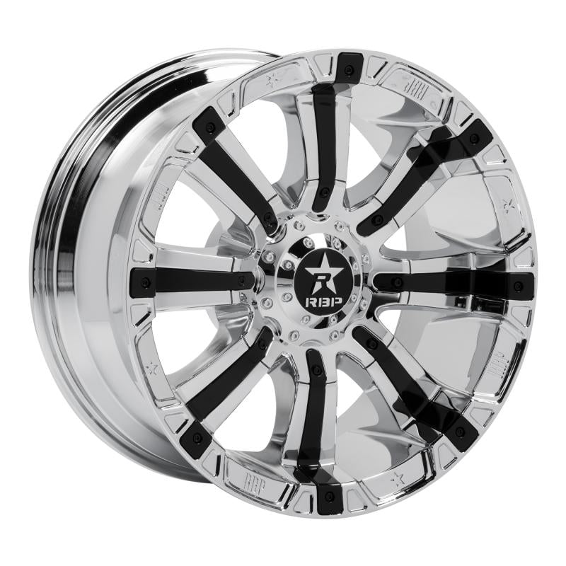 RBP 94R 20x9.0 6x139.7 BP / 5 BS 0mm Offset 78mm CB (Hub Centric) Chrome w/Black Inserts Wheel 94R-2090-82-00C Main Image