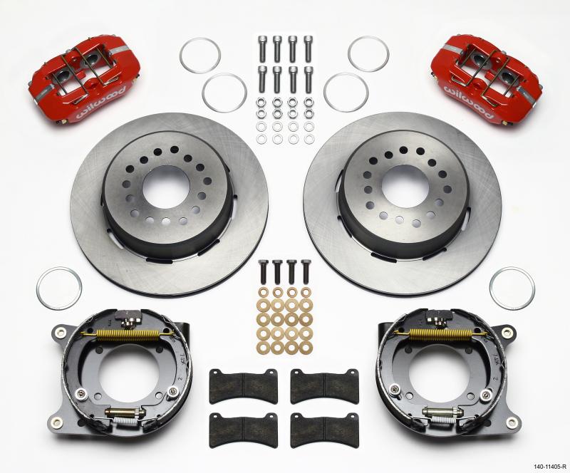 Wilwood Dynapro Low-Profile 11.00in P-Brake Kit - Red 55-57 Chevy 2.34in Offset 140-11405-R Main Image