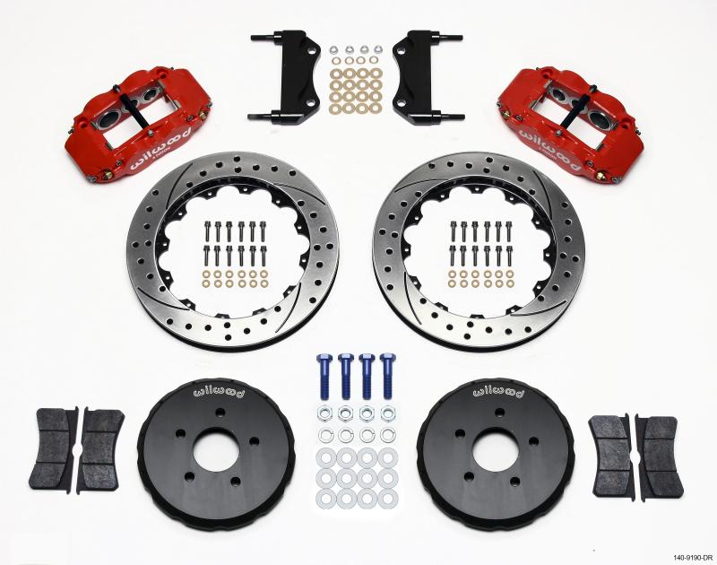 Wilwood Narrow Superlite 6R Front Hat Kit 13.06in Drill Red Nissan 350Z/Fiti G35 140-9190-DR Main Image