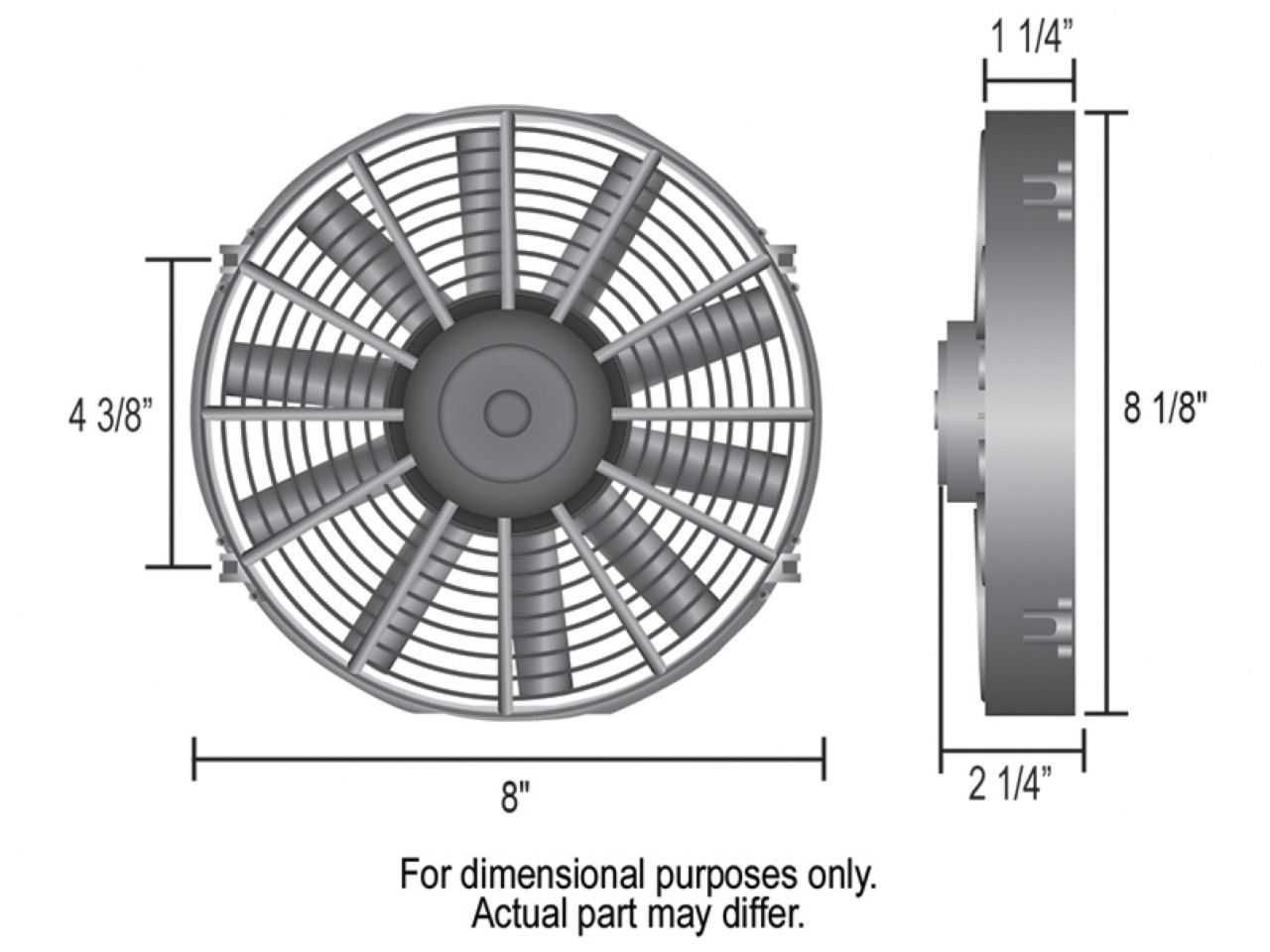 Derale 8" Dyno-Cool Straight Blade Electric Fan - 8"W x 8-1/8"H x 2-1/4"D