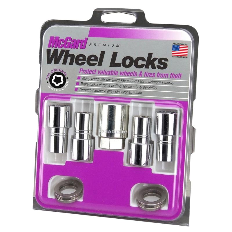 McGard Wheel Lock Nut Set - 4pk. (Long Shank Seat) M12X1.5 / 13/16 Hex / 1.75in. Length - Chrome 22158 Main Image