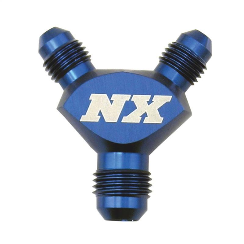 Nitrous Express 3AN x 3AN x 3AN Billet Pure-Flo Y Fitting - Blue 16076 Main Image