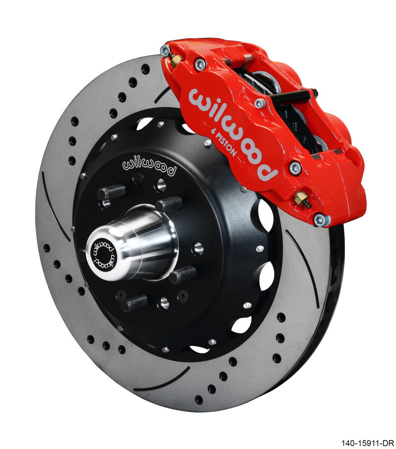 Wilwood Narrow Superlite 6R Front Big Brake Kit 14.00in SRP Drilled and Slotted Rotor - Red 140-15911-DR