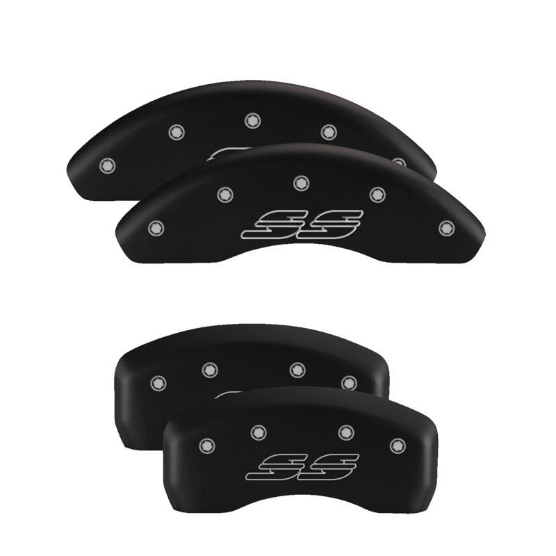 MGP Front set 2 Caliper Covers Engraved Front MGP Black finish silver ch 14213FMGPBK Main Image