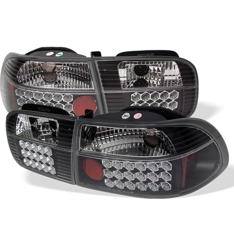 Spyder Honda Civic 92-95 3DR LED Tail Lights Black ALT-YD-HC92-3D-LED-BK 5004727 Main Image