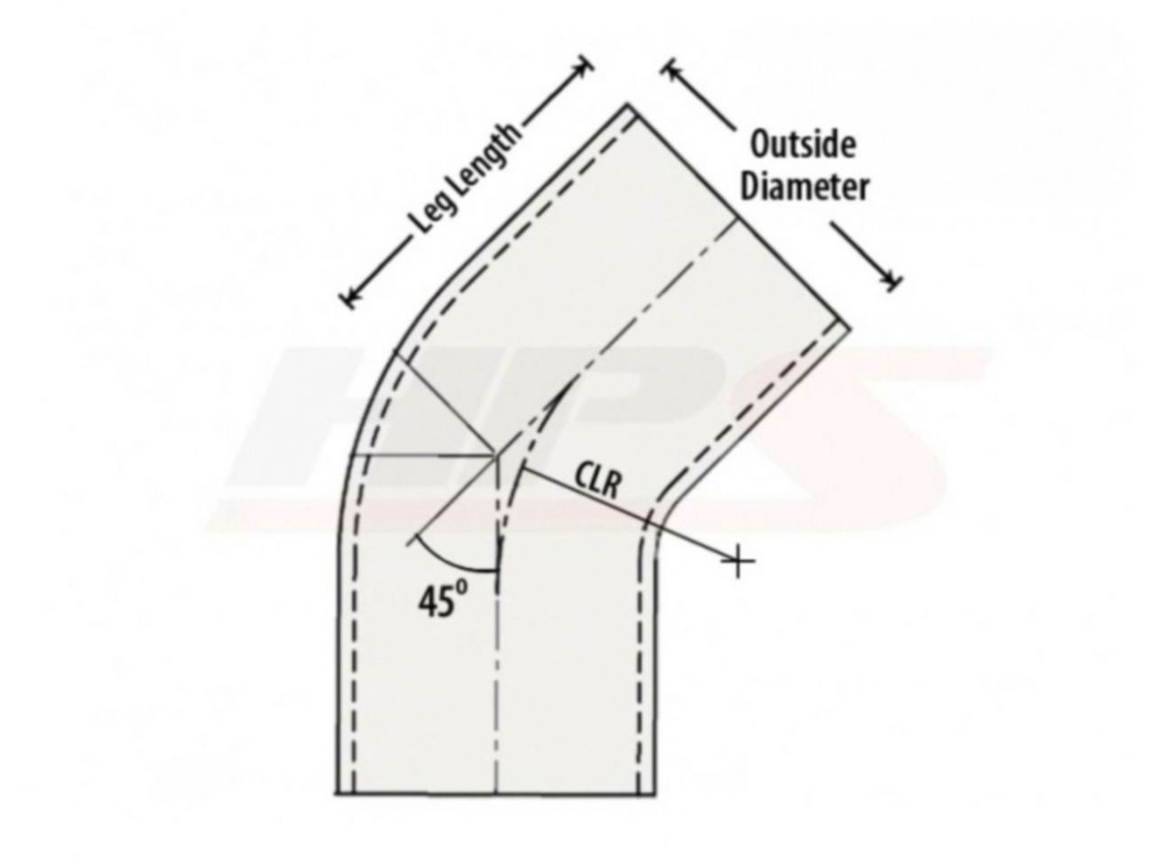 HPS 1-3/8" OD 45 Degree Bend 6061 Aluminum Elbow Pipe Tubing 16 Gauge w/ 1 3/4" CLR