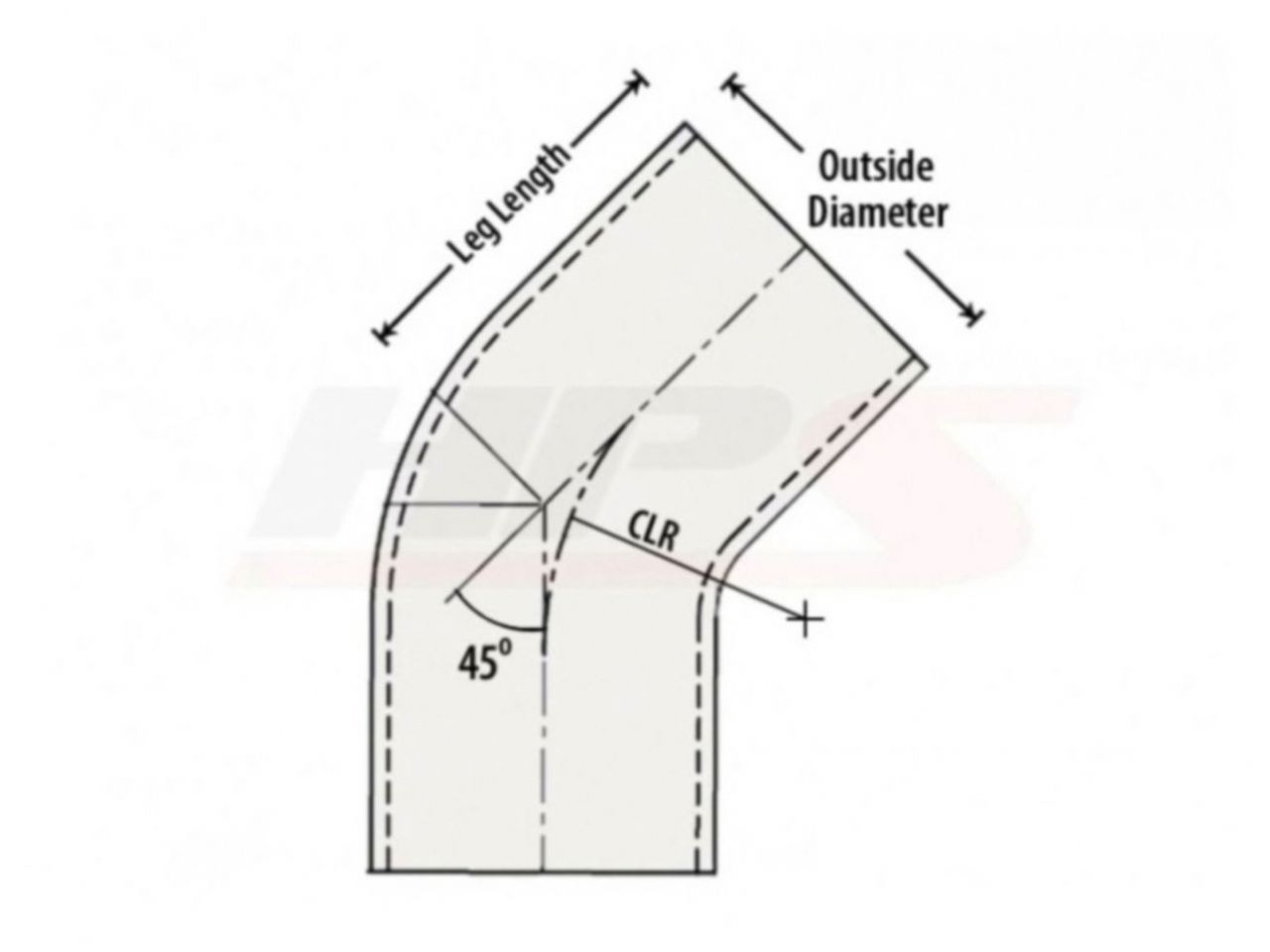 HPS 1-7/8" OD 45 Degree Bend 6061 Aluminum Elbow Pipe Tubing 16 Gauge w/ 2 1/4" CLR