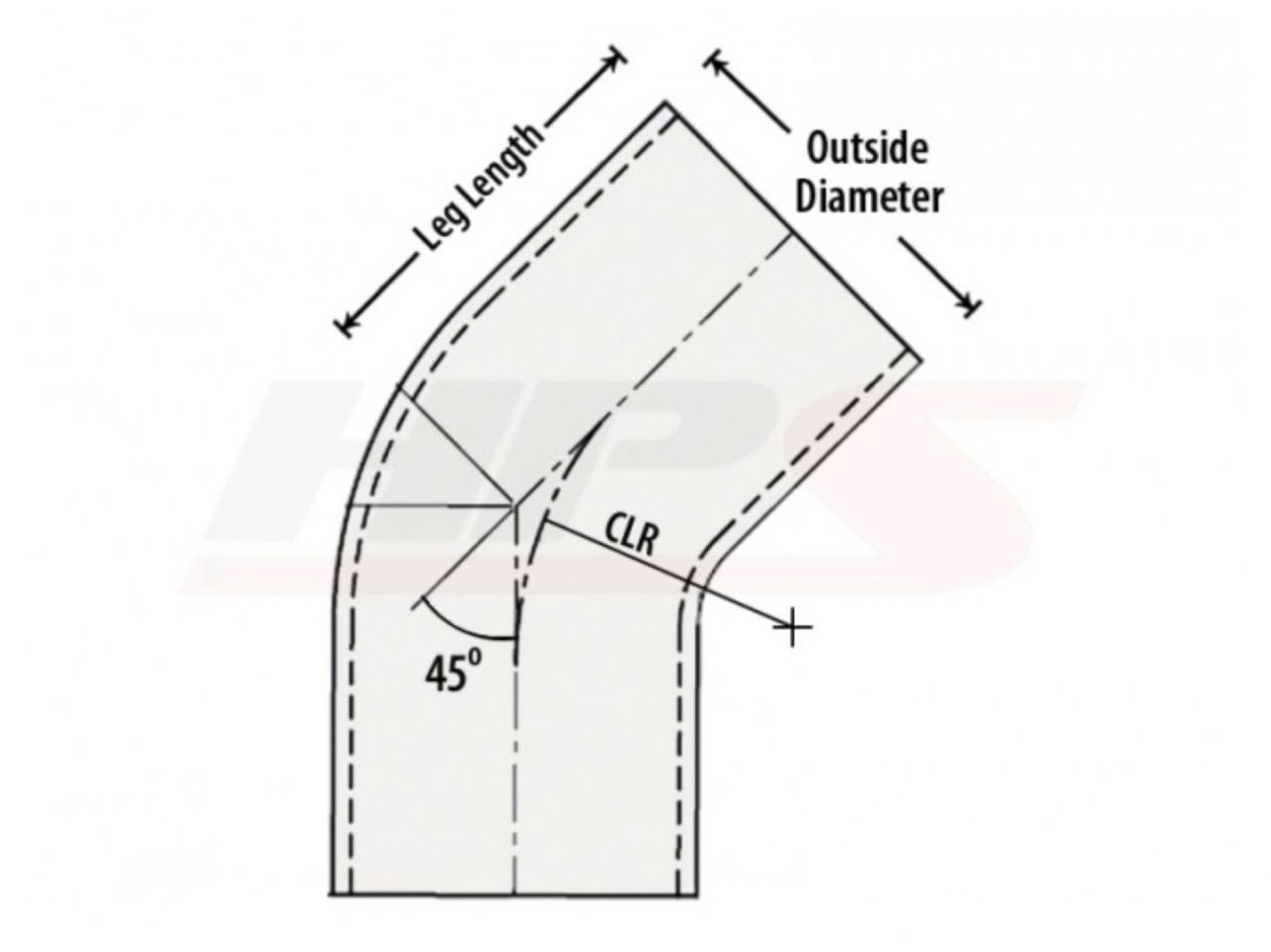 HPS 3-1/2" OD 45 Degree Bend 6061 Aluminum Elbow Pipe Tubing 16 Gauge w/ 3 1/2" CLR