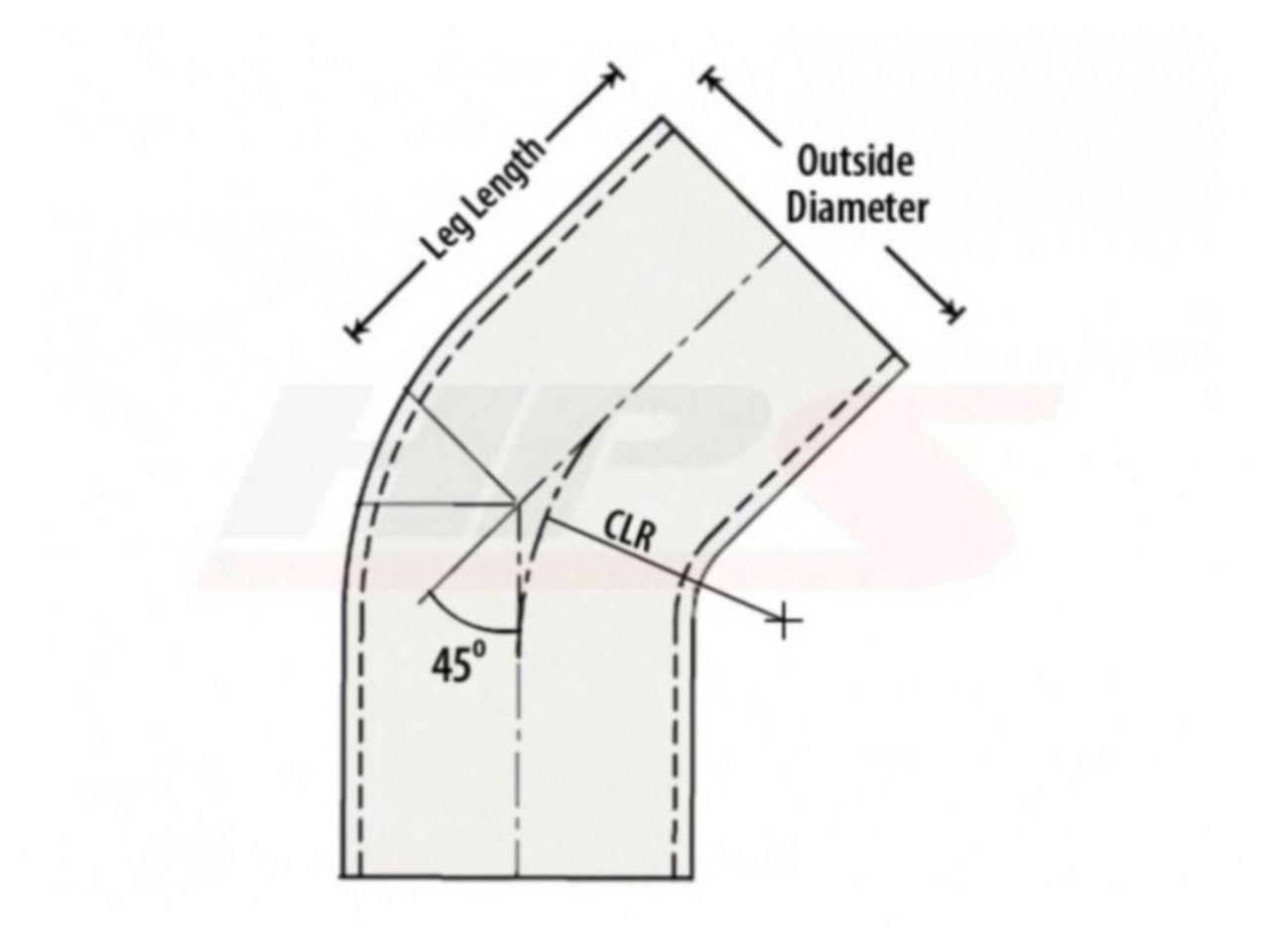 HPS 3-1/8" OD 45 Degree Bend 6061 Aluminum Elbow Pipe Tubing 16 Gauge w/ 5" CLR