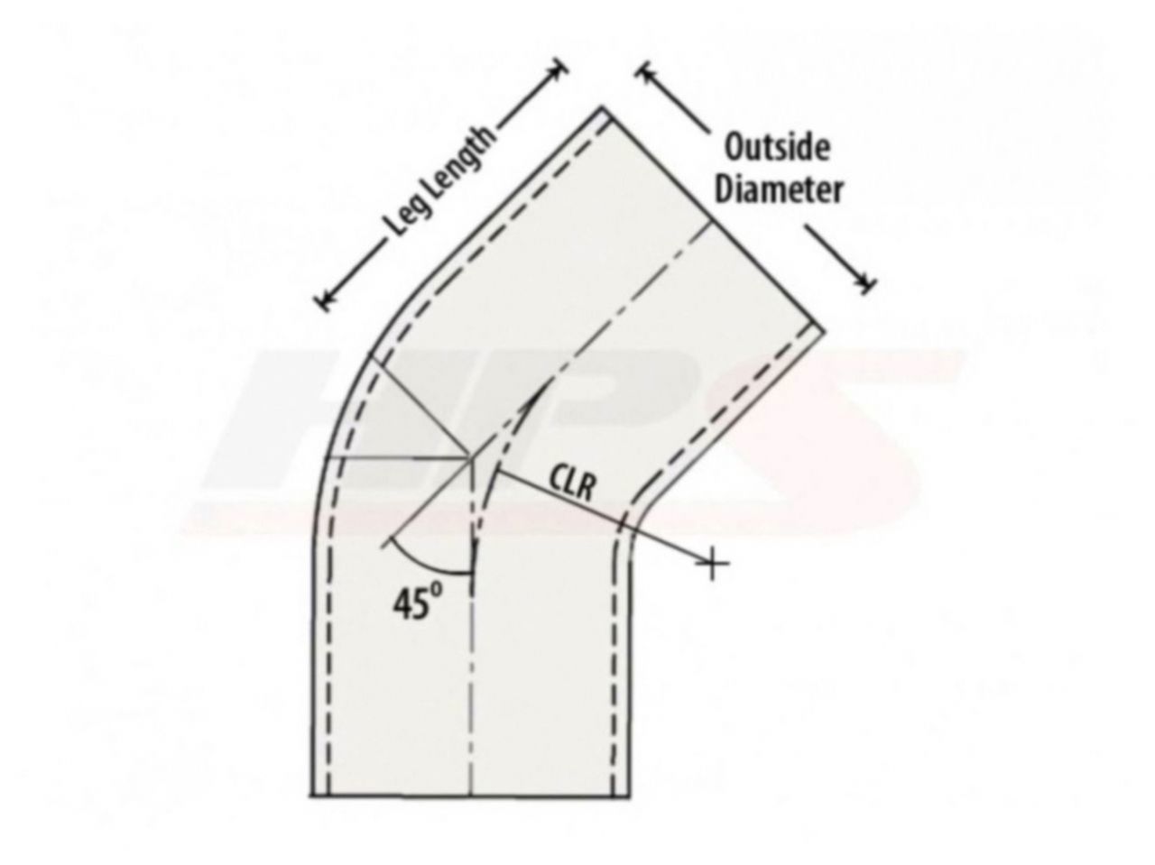 HPS 3-1/4" OD 45 Degree Bend 6061 Aluminum Elbow Pipe Tubing 16 Gauge w/ 3" CLR