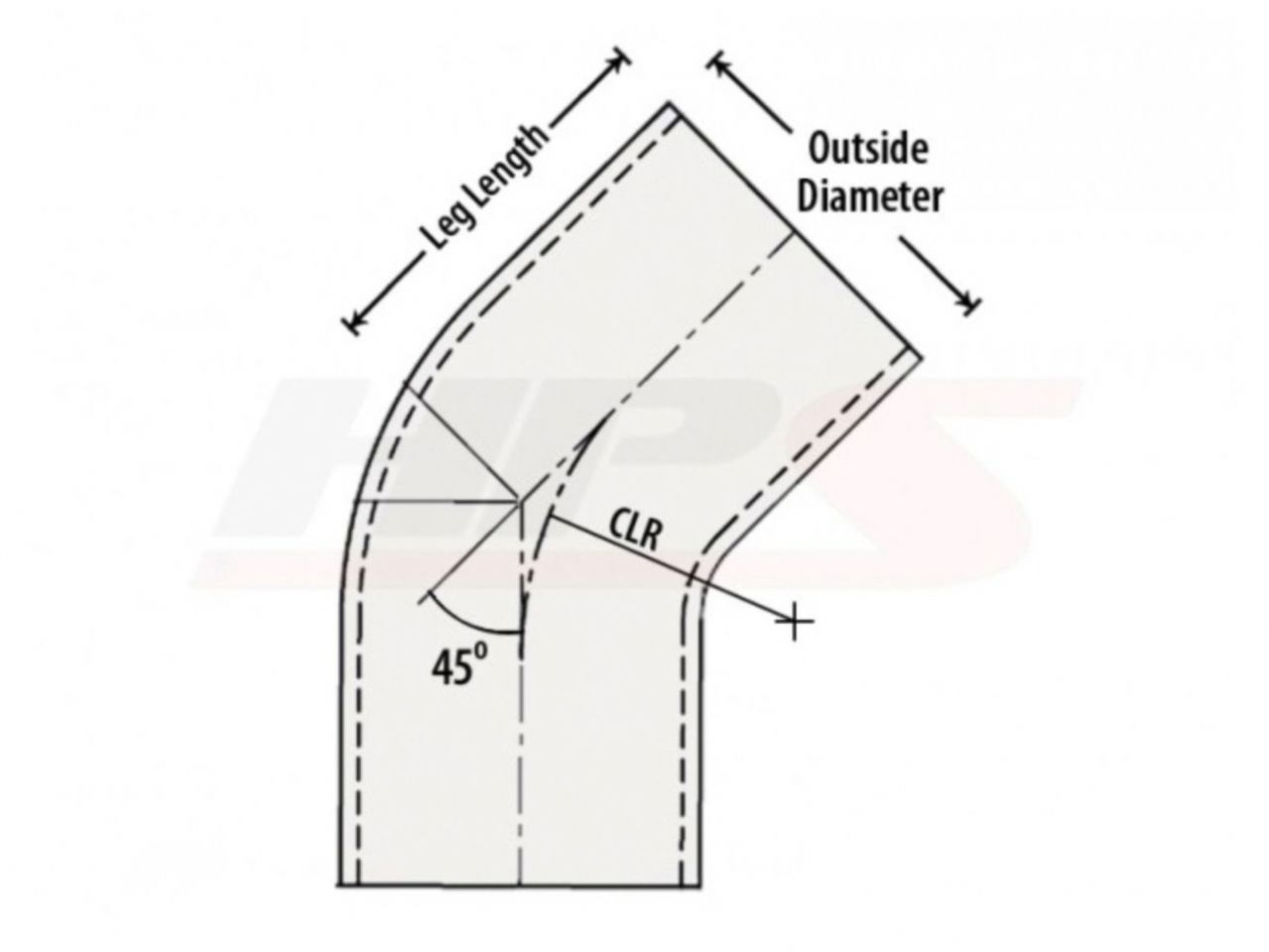 HPS 4-1/2" OD 45 Degree Bend 6061 Aluminum Elbow Pipe Tubing 12 gauge w/ 6" CLR