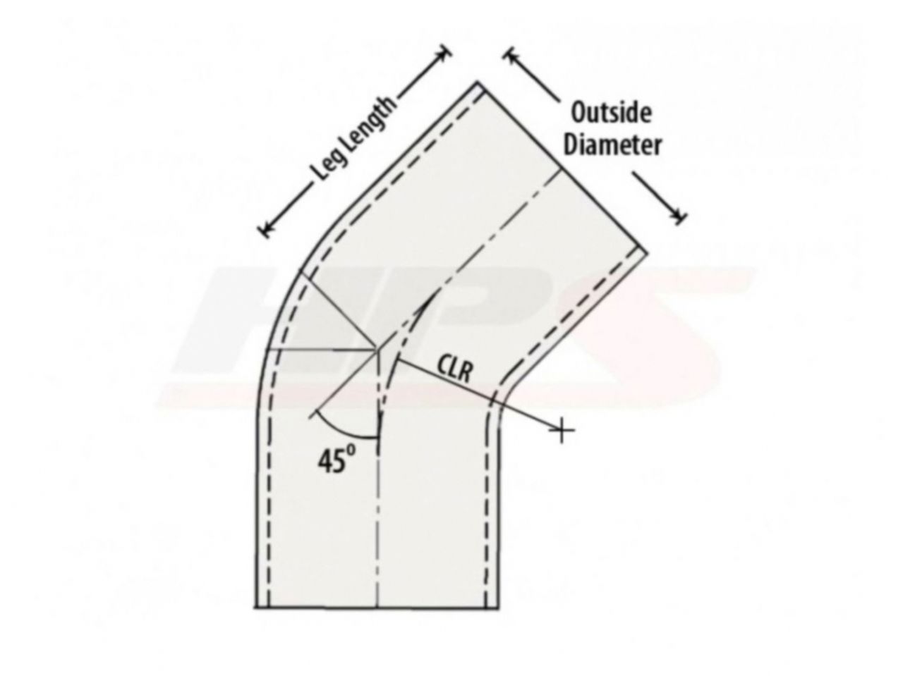 HPS 1-1/2" OD 45 Degree Bend 6061 Aluminum Elbow Pipe Tubing 16 Gauge w/ 2" CLR