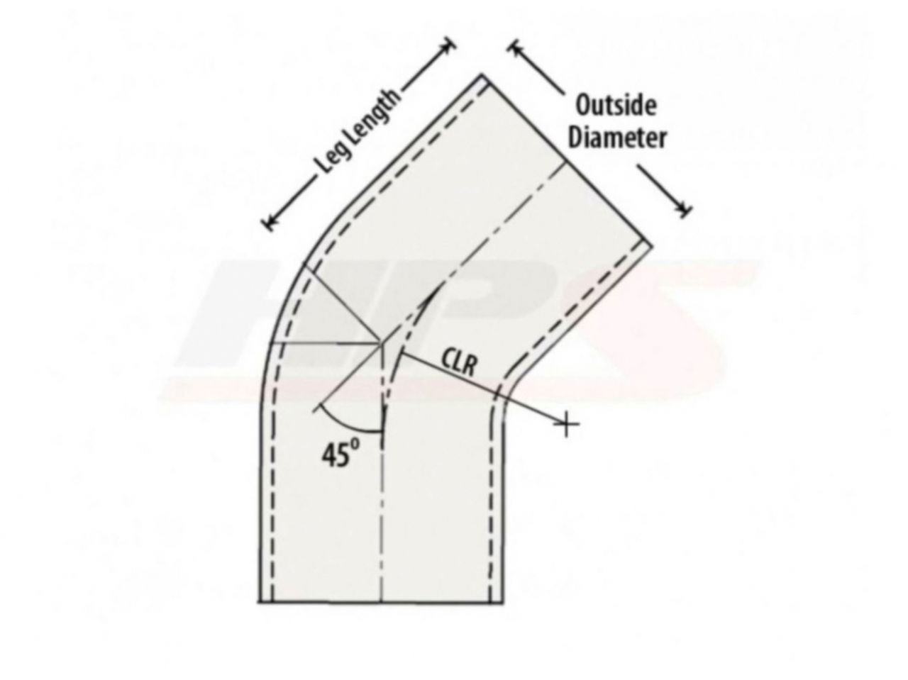 HPS 4" OD 45 Degree Bend 6061 Aluminum Elbow Pipe Tubing 16 Gauge w/ 5-1/2" CLR