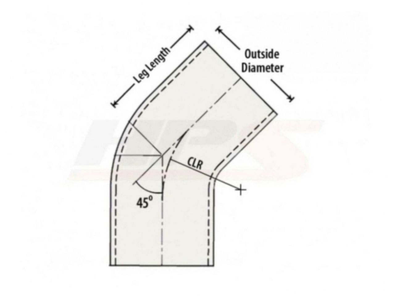 HPS 2-1/2" OD 45 Degree Bend 6061 Aluminum Elbow Pipe Tubing 16 Gauge w/ 2 1/2" CLR