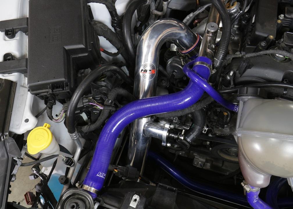 HPS Intercooler Hot Charge Pipe and Cold Side with Blue Hoses 15-17 Ford Mustang Ecoboost 2.3L Turbo, Black