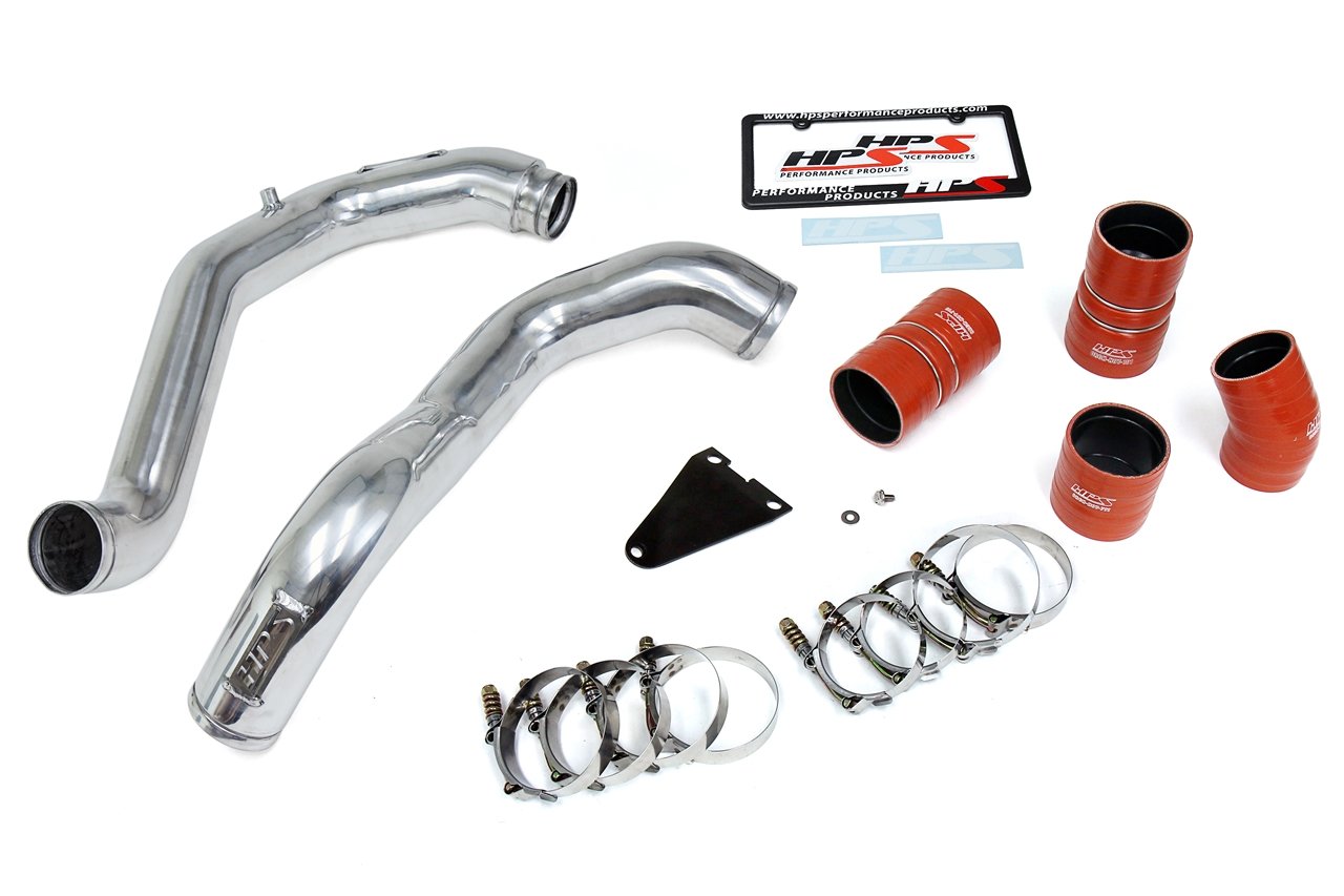 HPS Hot & Cold Side Charge Pipe with Intercooler Boots Kit, 03-07 Ford F450 Superduty Powerstroke 6.0L Diesel Turbo, Polish